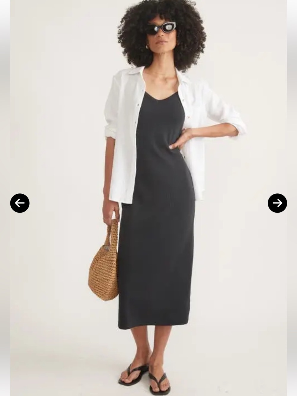 MARINE LAYER Lexi V-Neck Rib Midi Dress, Large